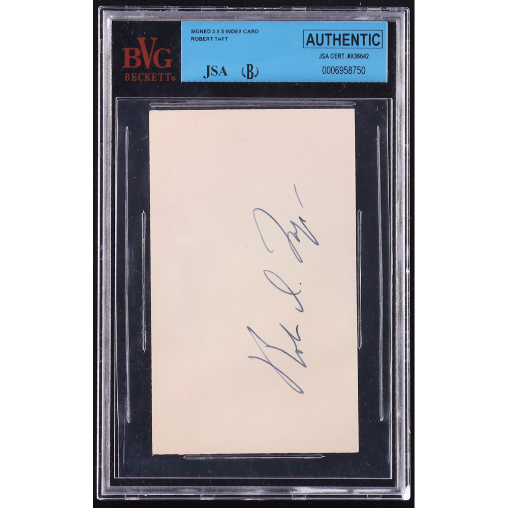 Robert Taft Signed Index Card (JSA) at PristineAuction.com