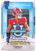2022 Bowman Chrome University Football Blaster Box with (7) Packs at PristineAuction.com