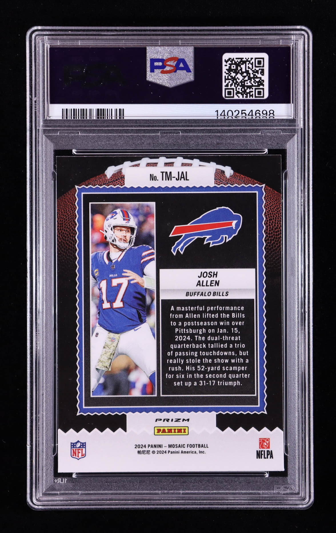 Josh Allen 2024 Panini Mosaic Touchdown Masters Mosaic Green #7 (PSA 10) at PristineAuction.com Josh Allen 2024 Panini Mosaic Touchdown Masters Mosaic Green #7 (PSA 10) at PristineAuction.com