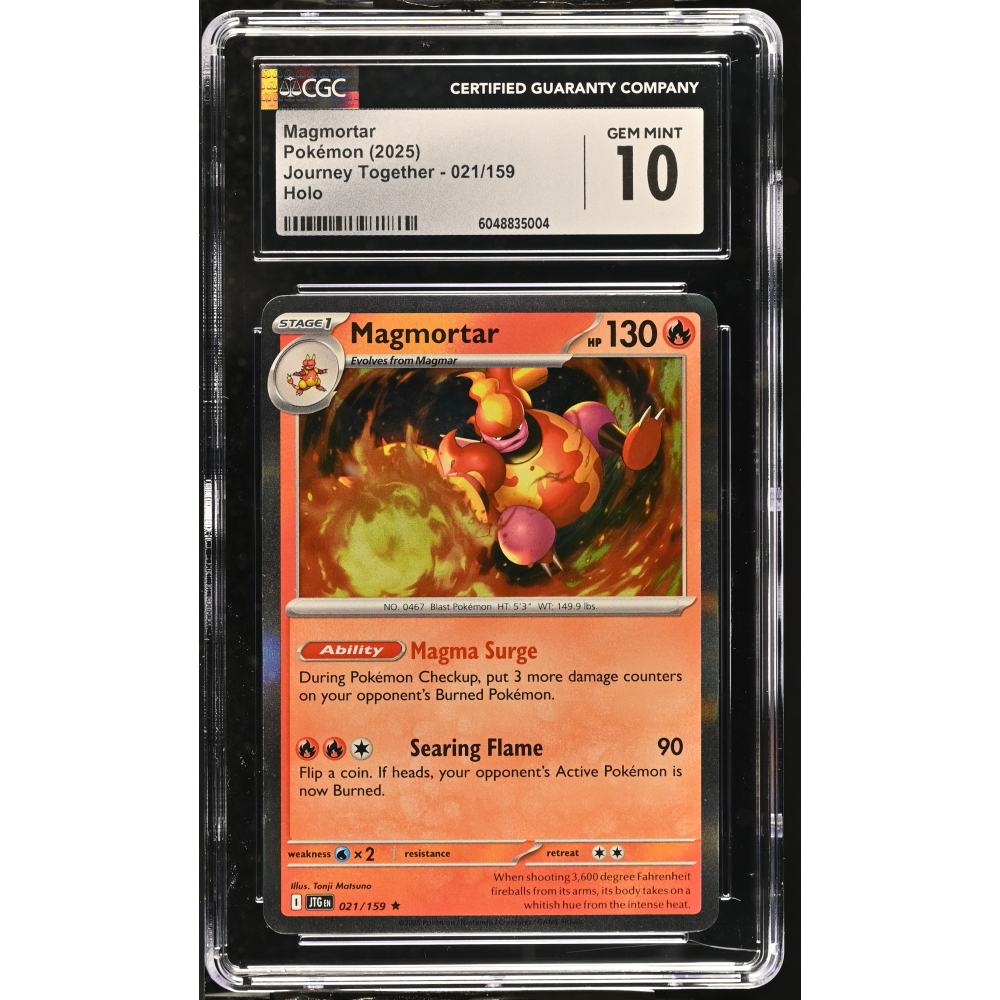 Magmortar 2025 Pokemon Journey Together #021/159 (CGC 10) at PristineAuction.com