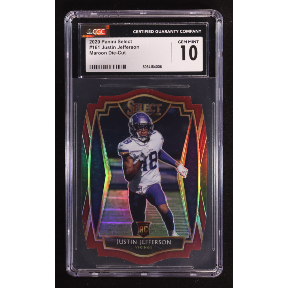 Justin Jefferson 2020 Select Prizm Maroon Die Cut #161 RC (CGC 10) at PristineAuction.com
