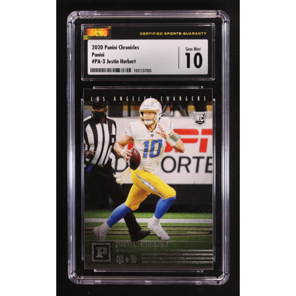 Justin Herbert 2020 Panini Chronicles Panini #PA3 RC (CSG 10) at PristineAuction.com
