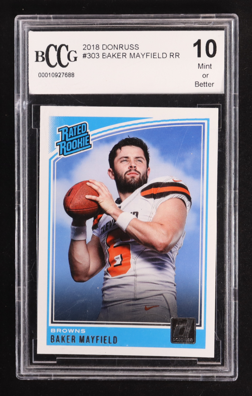 Baker Mayfield 2018 Donruss #303 RR RC (BCCG 10) at PristineAuction.com Baker Mayfield 2018 Donruss #303 RR RC (BCCG 10) at PristineAuction.com