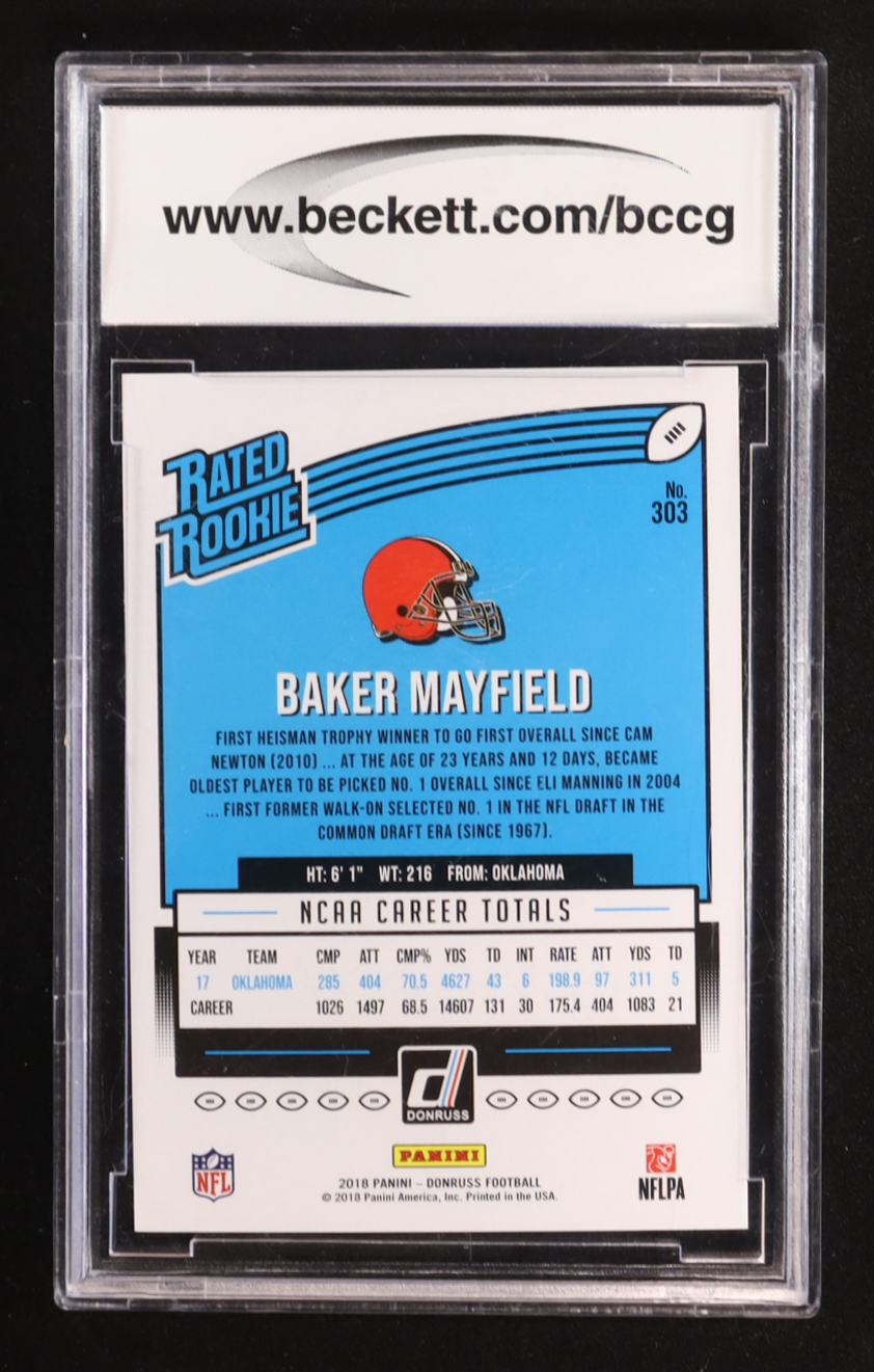 Baker Mayfield 2018 Donruss #303 RR RC (BCCG 10) at PristineAuction.com Baker Mayfield 2018 Donruss #303 RR RC (BCCG 10) at PristineAuction.com