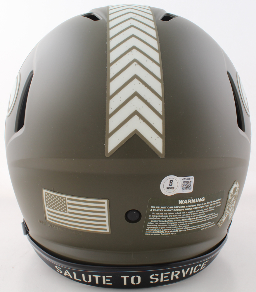 Drew Brees Signed Saints Full-Size Authentic On-Field Salute To Service Alternate Speed Helmet Inscribed "HOF '26" (Beckett) at PristineAuction.com Drew Brees Signed Saints Full-Size Authentic On-Field Salute To Service Alternate Speed Helmet Inscribed "HOF '26" (Beckett) at PristineAuction.com