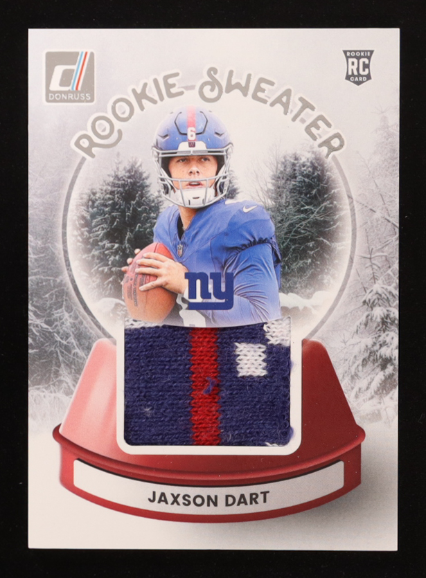 Jaxson Dart 2025 Donruss Rookie Holiday Sweaters #10 RC at PristineAuction.com Jaxson Dart 2025 Donruss Rookie Holiday Sweaters #10 RC at PristineAuction.com