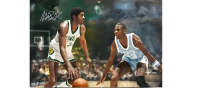 Michael Jordan & Magic Johnson Signed 16x24 Photo (UDA) at PristineAuction.com