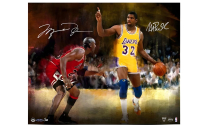 Michael Jordan & Magic Johnson Signed 16x20 Photo (UDA) at PristineAuction.com