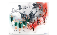 Michael Jordan & Larry Bird Signed 20x24 Photo (UDA) at PristineAuction.com