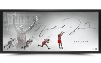 Michael Jordan Signed Bulls "The Last Shot" Custom Famed Print (UDA) at PristineAuction.com