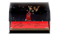 Michael Jordan Signed Bulls Game-Used Floor Piece with Display Case (UDA) at PristineAuction.com