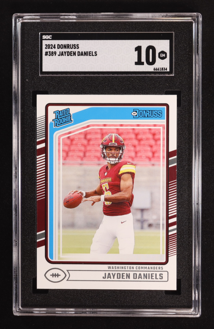 Jayden Daniels 2024 Donruss #389 RR RC (SGC 10) at PristineAuction.com Jayden Daniels 2024 Donruss #389 RR RC (SGC 10) at PristineAuction.com