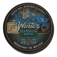 David Pastrnak Signed 2023 Winter Classic Logo Hockey Puck (Pastrnak) at PristineAuction.com