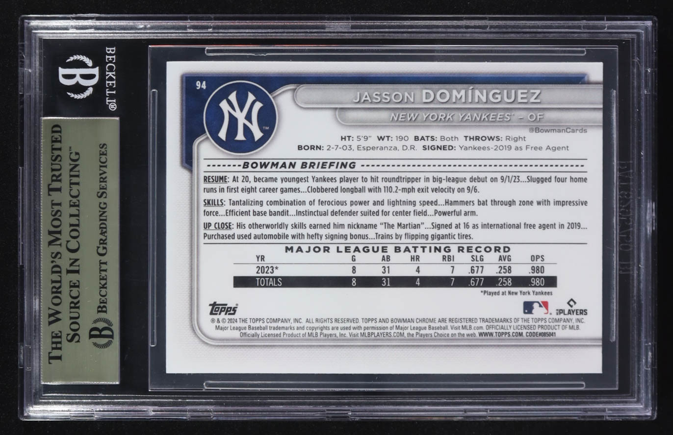 Jasson Dominguez 2024 Bowman Chrome #94 RC (BGS 9.5) at PristineAuction.com Jasson Dominguez 2024 Bowman Chrome #94 RC (BGS 9.5) at PristineAuction.com