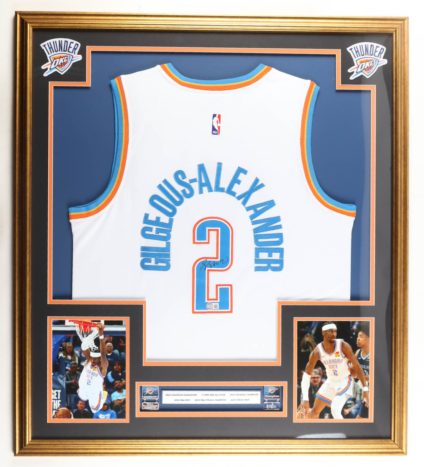 Shai Gilgeous-Alexander Signed Custom Framed Jersey Display with NBA Finals Pin & Conference Pin (Beckett) at PristineAuction.com Shai Gilgeous-Alexander Signed Custom Framed Jersey Display with NBA Finals Pin & Conference Pin (Beckett) at PristineAuction.com