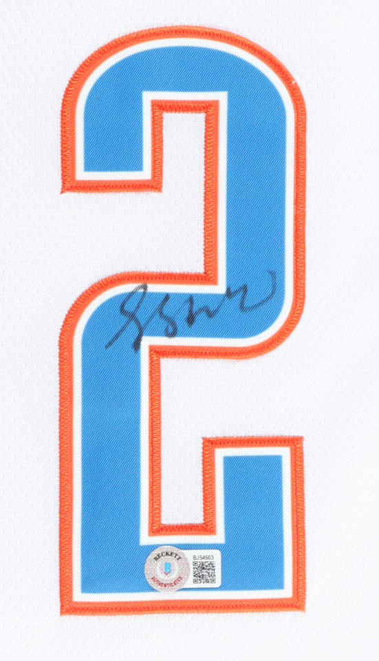 Shai Gilgeous-Alexander Signed Custom Framed Jersey Display with NBA Finals Pin & Conference Pin (Beckett) at PristineAuction.com Shai Gilgeous-Alexander Signed Custom Framed Jersey Display with NBA Finals Pin & Conference Pin (Beckett) at PristineAuction.com