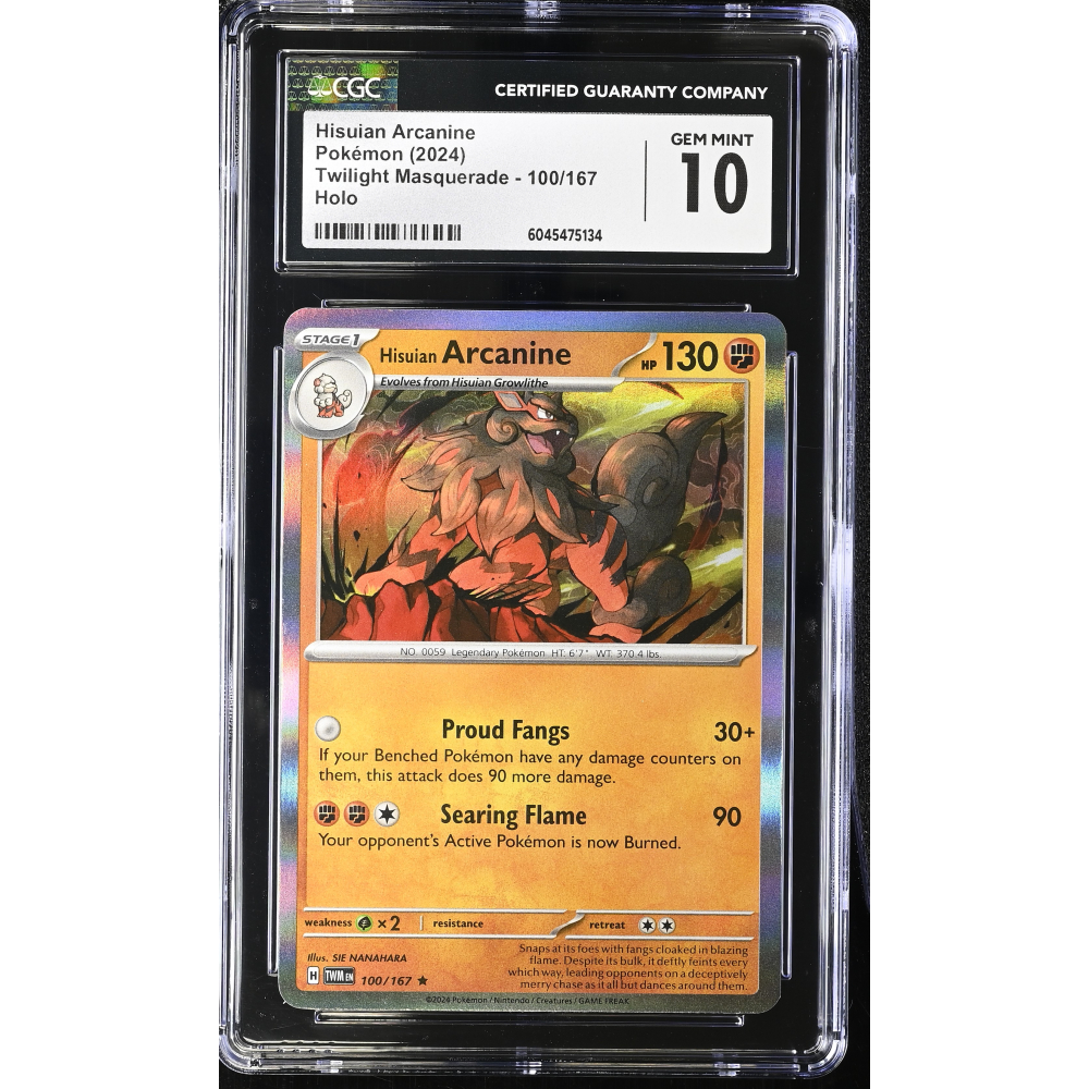 Hisuian Arcanine 2024 Pokemon Twilight Masquerade #100/167 (CGC 10) at PristineAuction.com