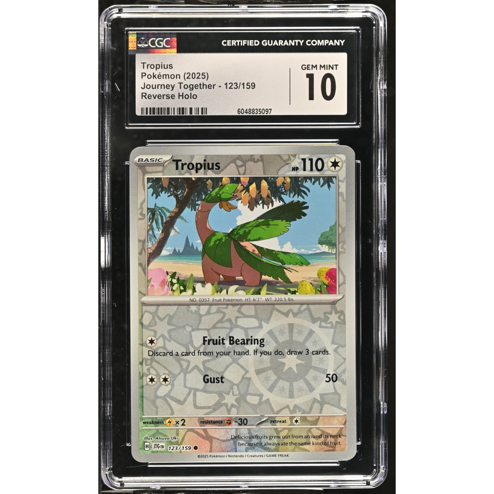 Tropius 2025 Pokemon Journey Together #123/159 (CGC 10) at PristineAuction.com