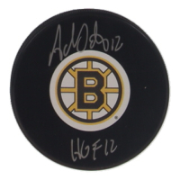 Adam Oates Signed Bruins Logo Hockey Puck Inscribed "HOF 12" (SportAuthentix) at PristineAuction.com