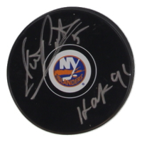 Denis Potvin Signed Islanders Logo Hockey Puck Inscribed "HOF 91" (MAB) at PristineAuction.com