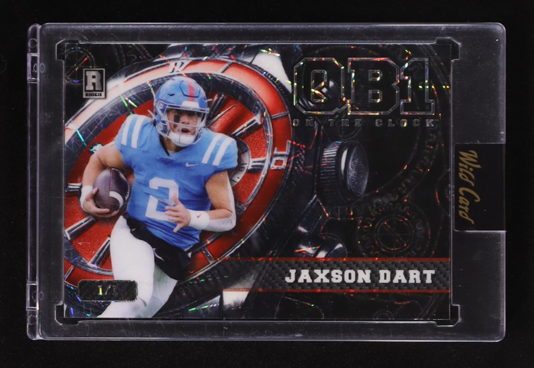 Jaxson Dart 2024 Wild Card QB1 On the Clock Lazer Black #OCWBKJD1 RC #1/1 at PristineAuction.com Jaxson Dart 2024 Wild Card QB1 On the Clock Lazer Black #OCWBKJD1 RC #1/1 at PristineAuction.com