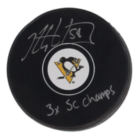 Kris Letang Signed Penguins Logo Hockey Puck Inscribed "3x SC Champs" (Letang) at PristineAuction.com