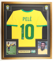 Pele Signed Custom Framed Jersey Display with Pele Patch & Title Plaque (Beckett) at PristineAuction.com