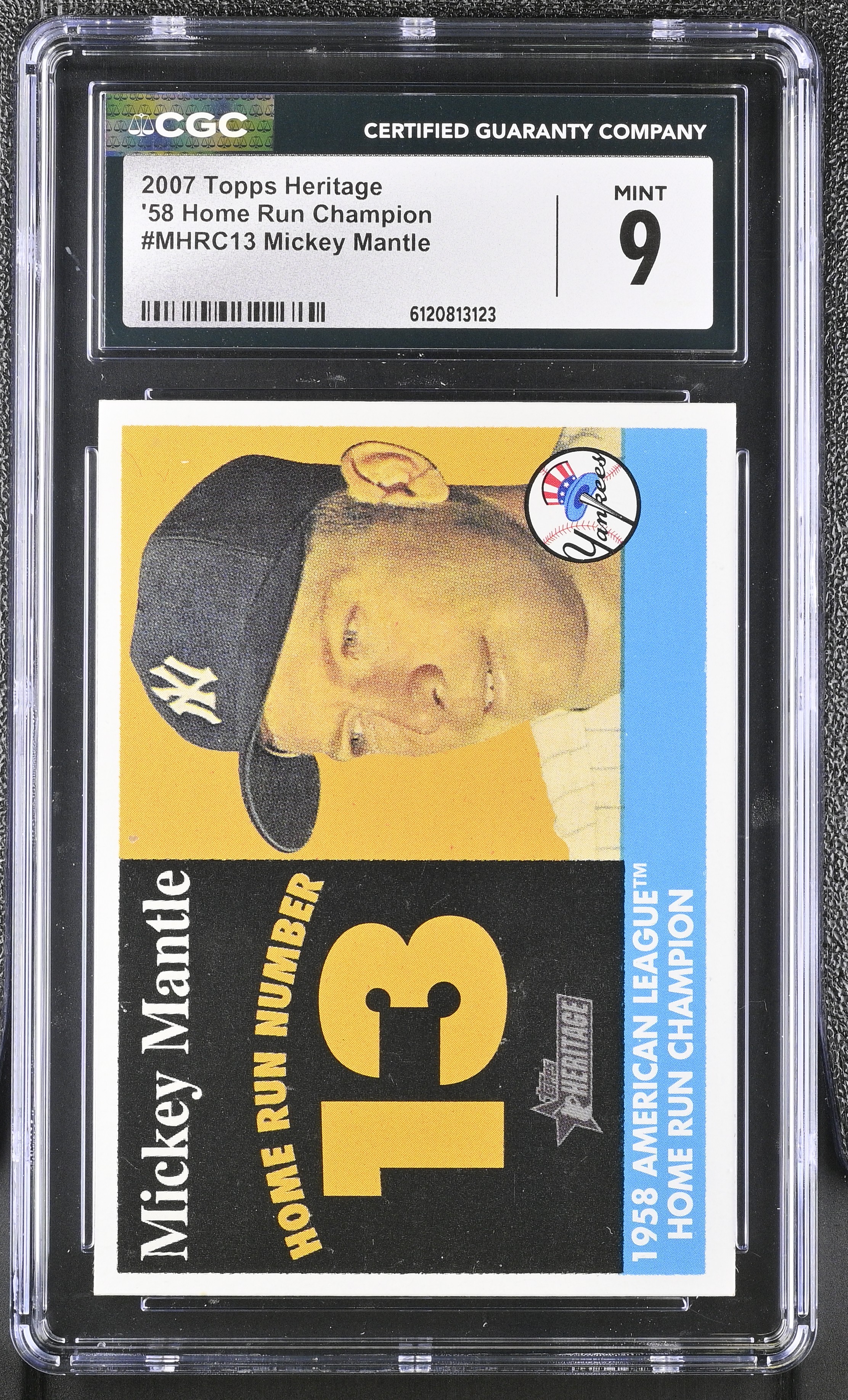 Mickey Mantle 2007 Topps Heritage '58 Home Run Champion #MHRC13 (CGC 9) at PristineAuction.com Mickey Mantle 2007 Topps Heritage '58 Home Run Champion #MHRC13 (CGC 9) at PristineAuction.com