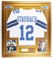 Roger Staubach Signed Cowboys Custom Framed Cut Display With Jersey & Super Bowl Patch (PSA) at PristineAuction.com