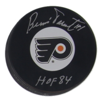 Bernie Parent Signed Flyers Logo Hockey Puck Inscribed "HOF 84" (SportAuthentix) at PristineAuction.com