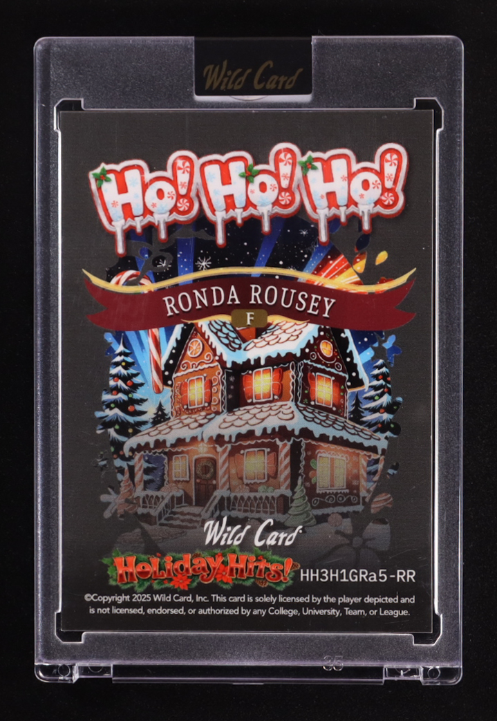 Ronda Rousey 2025 Wild Card Holiday Hits Ho! Ho! Ho! Prismatic Green #HH3H1GRA5RR #1/1 at PristineAuction.com Ronda Rousey 2025 Wild Card Holiday Hits Ho! Ho! Ho! Prismatic Green #HH3H1GRA5RR #1/1 at PristineAuction.com