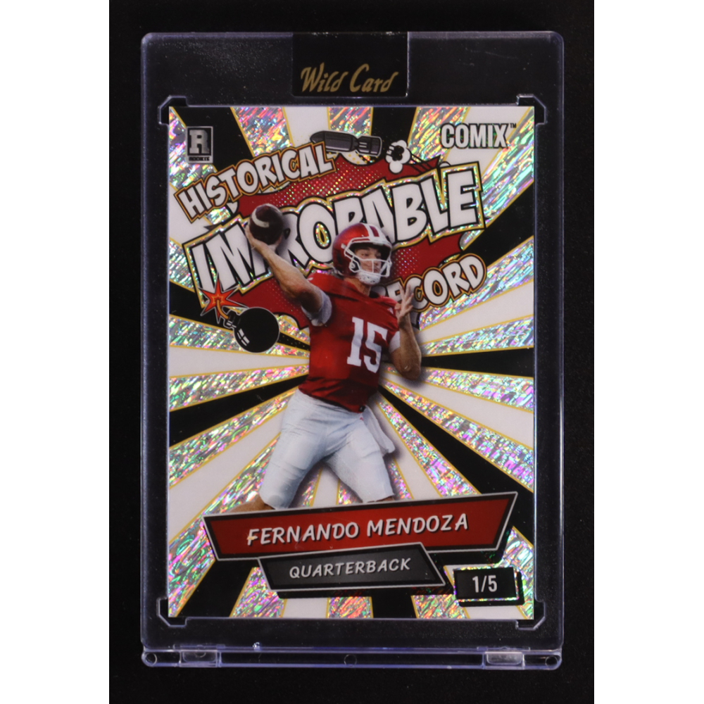 Fernando Mendoza 2025 Wild Card Comix Improbable Shimmer Silver #FM03 #1/5 RC at PristineAuction.com