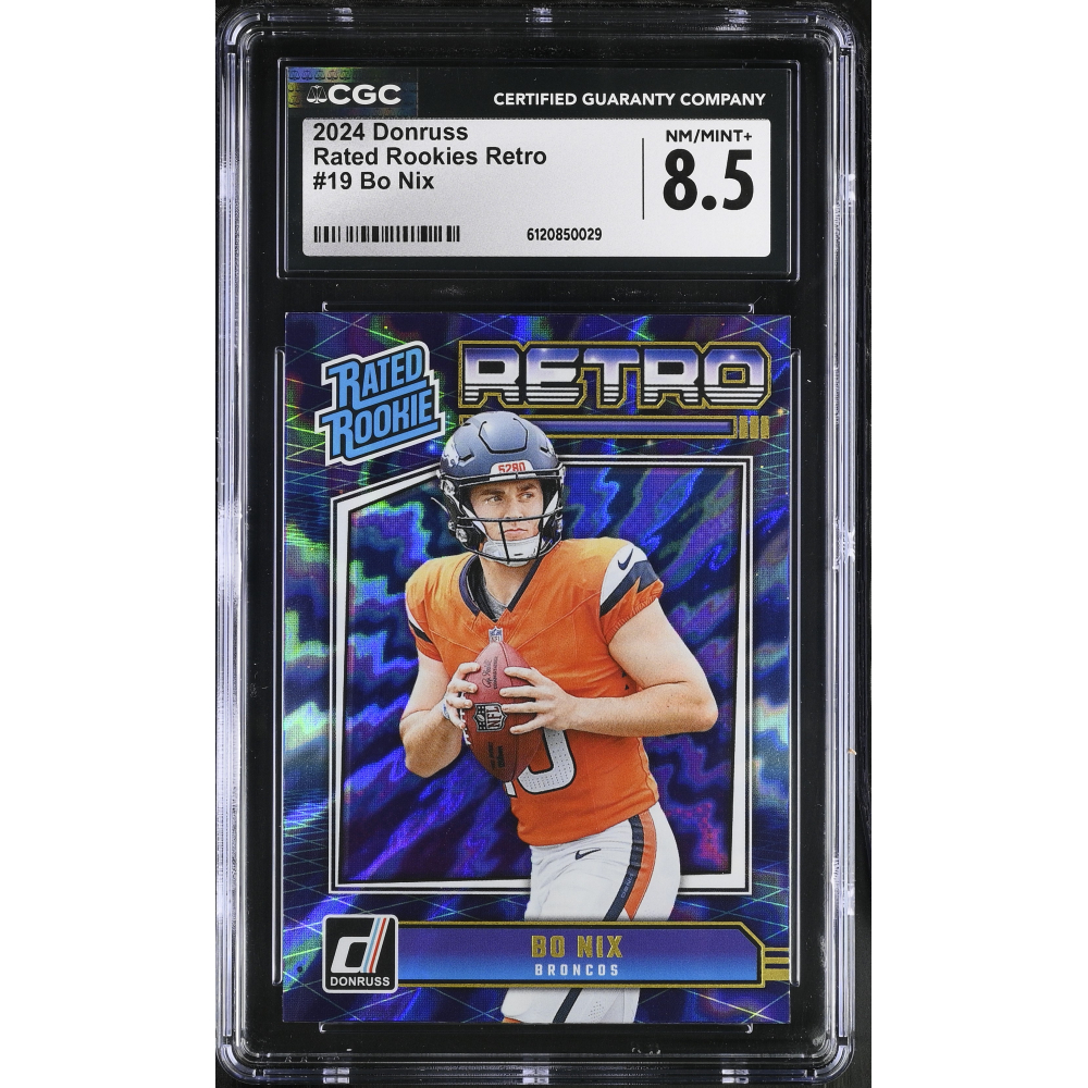 Bo Nix 2024 Donruss Rated Rookies Retro #19 RC (CGC 8.5) at PristineAuction.com