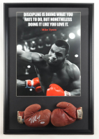 Mike Tyson Signed Custom Framed Set Of (2) 1960 Everlast Boxing Glove Display with Inspirational Print (Tyson & PSA) at PristineAuction.com