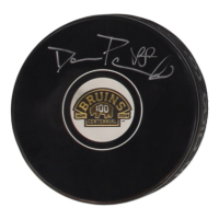 David Pastrnak Signed Bruins Centennial Logo Hockey Puck (Pastrnak) at PristineAuction.com