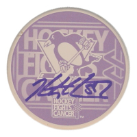 Kris Letang Signed White Pittsburgh Penguins Logo Hockey Fights Cancer Puck (Letang) at PristineAuction.com