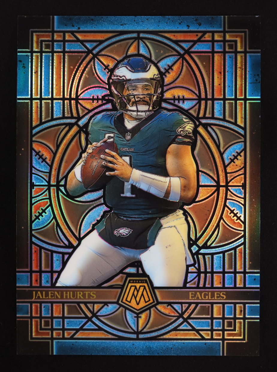 Jalen Hurts 2025 Panini Mosaic Stained Glass Oversized #20 at PristineAuction.com Jalen Hurts 2025 Panini Mosaic Stained Glass Oversized #20 at PristineAuction.com