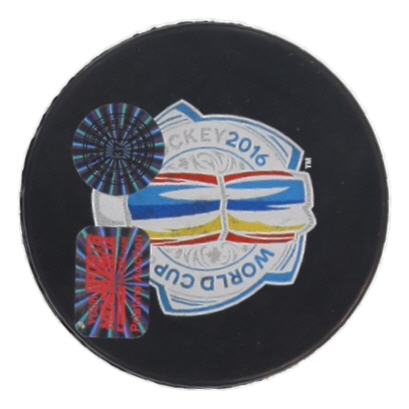 Patrice Bergeron Signed 2016 World Cup Logo Hockey Puck (Bergeron) at PristineAuction.com Patrice Bergeron Signed 2016 World Cup Logo Hockey Puck (Bergeron) at PristineAuction.com