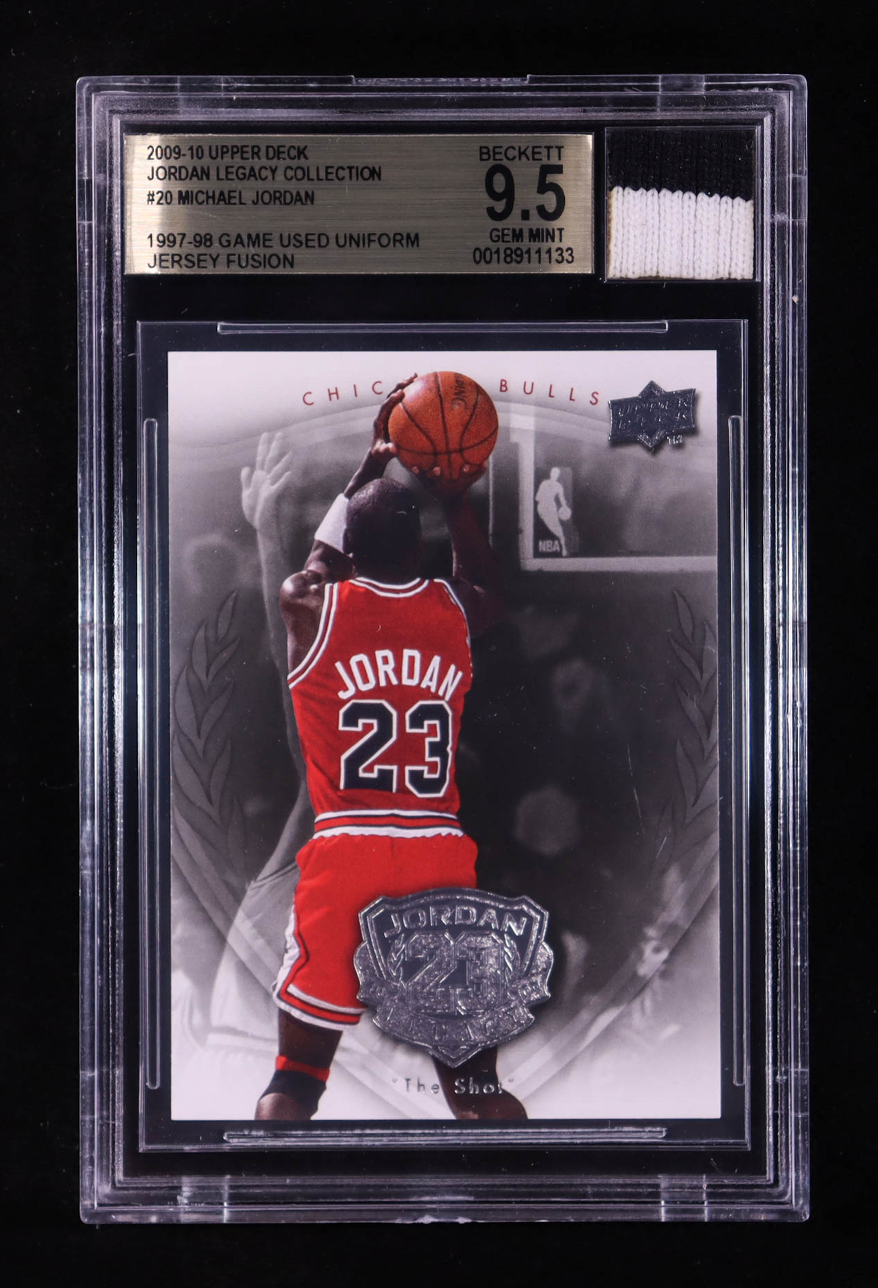 Michael Jordan 2009-10 Upper Deck Michael Jordan Legacy Collection #20 With Game-Used Uniform Swatch (BGS 9.5) at PristineAuction.com Michael Jordan 2009-10 Upper Deck Michael Jordan Legacy Collection #20 With Game-Used Uniform Swatch (BGS 9.5) at PristineAuction.com