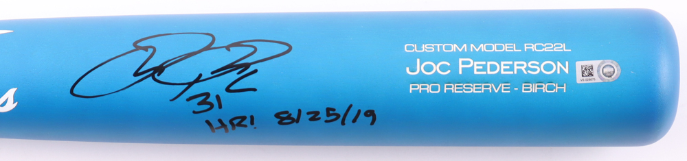 Joc Pederson Signed Victus Player Model Baseball Bat Inscribed "31 HR! 8/25/19" (MLB) at PristineAuction.com Joc Pederson Signed Victus Player Model Baseball Bat Inscribed "31 HR! 8/25/19" (MLB) at PristineAuction.com