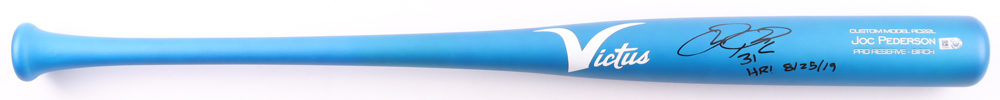 Joc Pederson Signed Victus Player Model Baseball Bat Inscribed "31 HR! 8/25/19" (MLB) at PristineAuction.com Joc Pederson Signed Victus Player Model Baseball Bat Inscribed "31 HR! 8/25/19" (MLB) at PristineAuction.com