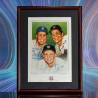 1988 LE Vintage Baseball Custom Framed Randy Garcia Art Print Display Signed by (3) Mickey Mantle, Willie Mays & Duke Snider (Beckett) at PristineAuction.com
