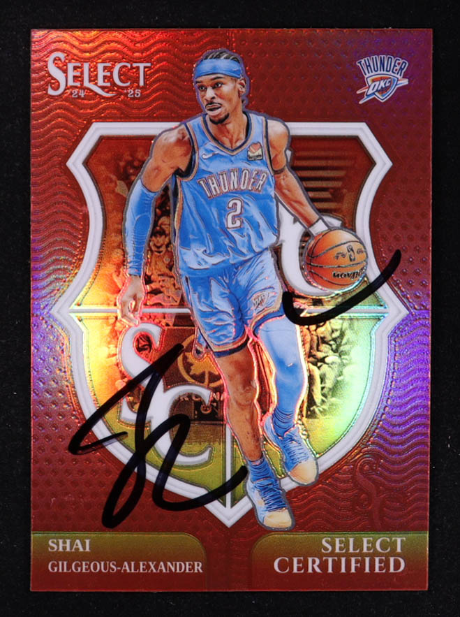 Shai Gilgeous-Alexander Signed 2024-25 Select Select Certified Red Prizms #4 (PSA) at PristineAuction.com Shai Gilgeous-Alexander Signed 2024-25 Select Select Certified Red Prizms #4 (PSA) at PristineAuction.com