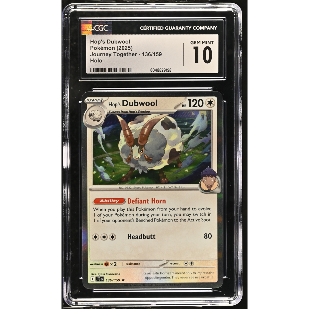 Hop's Dubwool 2025 Pokemon Journey Together #136/159 (CGC GEM MINT 10) at PristineAuction.com