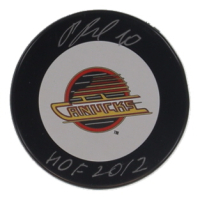 Pavel Bure Signed Canucks Logo Hockey Puck Inscribed "HOF 2012" (Frozen Pond) at PristineAuction.com