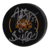 Brad Marchand & Patrice Bergeron Signed Bruins Logo Official Hockey Game Puck (Bergeron & Marchand) at PristineAuction.com