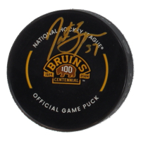 Patrice Bergeron Signed Boston Bruins Official Centennial Game Puck (Bergeron) at PristineAuction.com