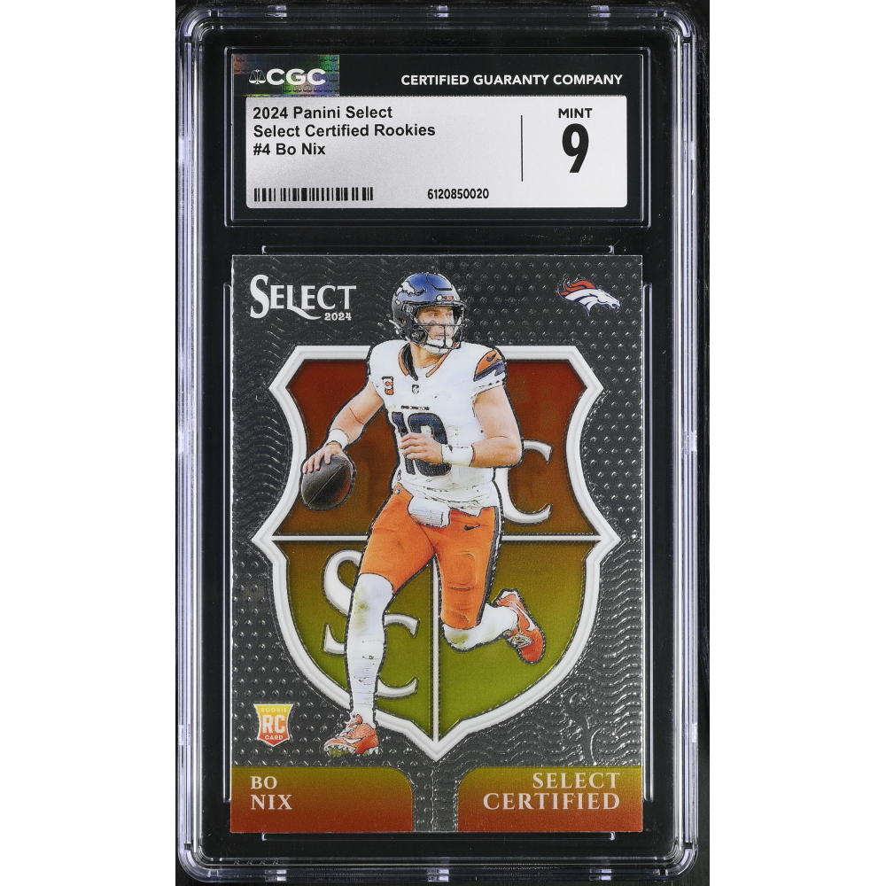 Bo Nix 2024 Panini Select Select Certified Rookies #4 RC (CGC 9) at PristineAuction.com