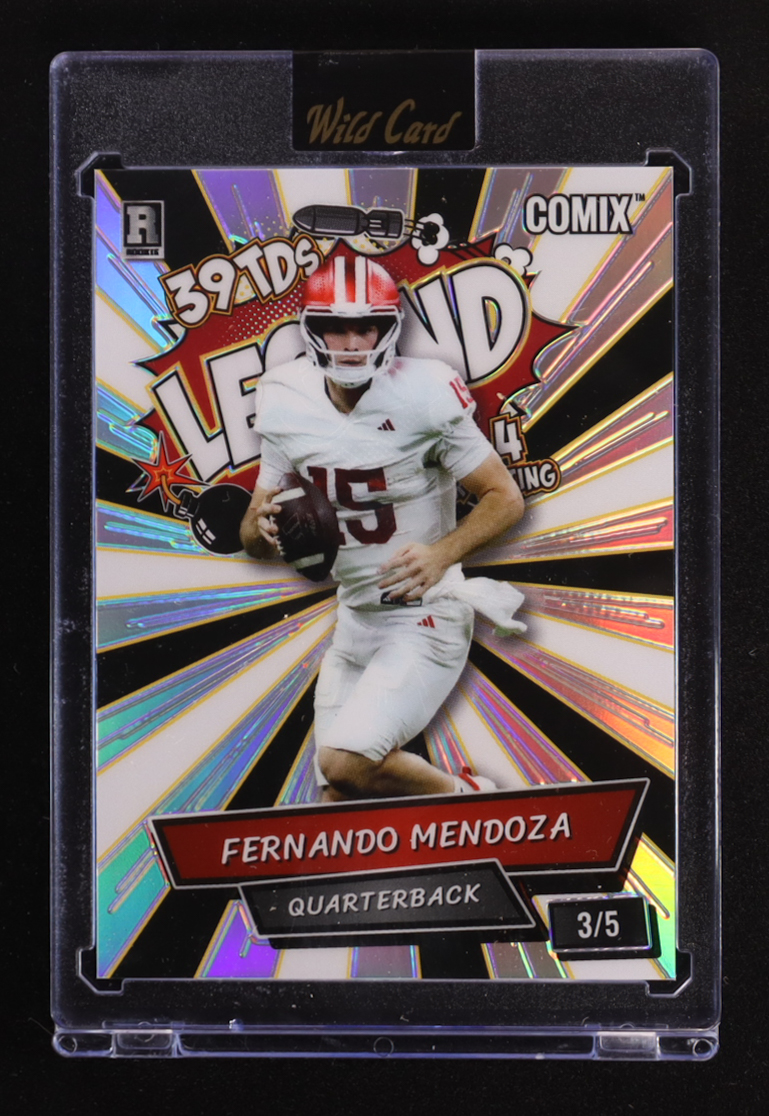 Fernando Mendoza 2025 Wild Card Comix Legend Prismatic Silver #FM011 #3/5 RC at PristineAuction.com Fernando Mendoza 2025 Wild Card Comix Legend Prismatic Silver #FM011 #3/5 RC at PristineAuction.com