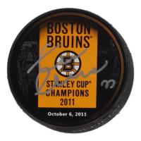 Zdeno Chara Signed Boston Bruins Stanley Cup Banner Logo Hockey Puck (Chara) at PristineAuction.com